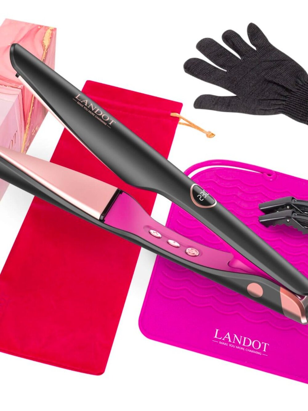 LANDOT Ionic Ceramic Hair Straightener and Curler